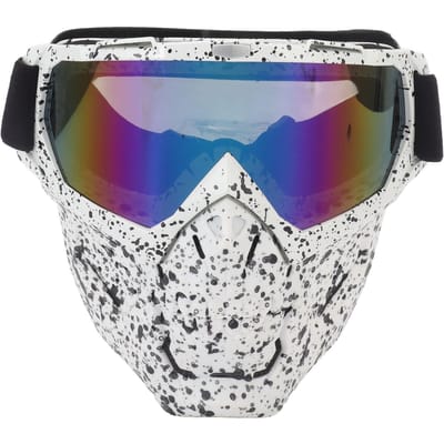 Masque Goggles Crâne PC Éponge Amovible Réglable Masque Protecteur Moto Pour Conduite Hors Route Randonnée Black Spots White Frame Colorful Goggles Lens gray