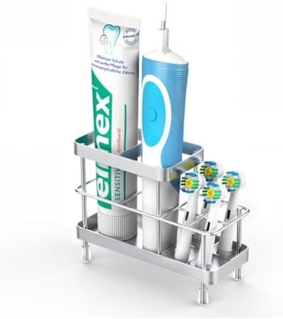 PromoHome Badkamer Tandenborstelhouder - 6 Sleuven Organizer met Wandmontage - RVS
