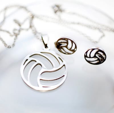 Sieradenset - Volleybal - Zilverkleur - Armband - Oorbellen - Ketting - Ring - Sport - Volleybal - Waterpolo - Bal - Zilver - Sportsieraad - Sieraad