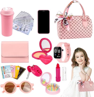 Kinderspeelgoed tas - Verkleed tas - Prinsessen spelletjes - Inclusief accessoires - 20x11x13 cm