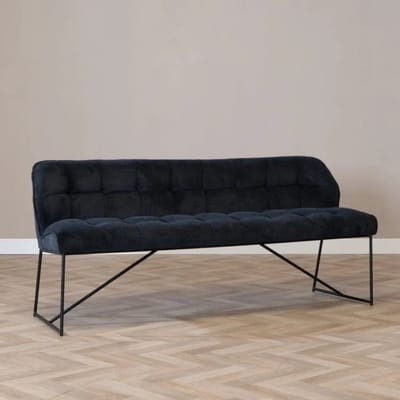 Bronx71® Scandinavische eetkamerbank Jelle zwart 220 cm - eettafelbank - eetbank