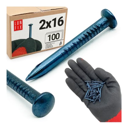 LUN FIX - Stahlnägel 2x16 mm - 100 Stk. - geblauwde staal - platte kop - Plinten, beton, decoratielijsten, modelbouw