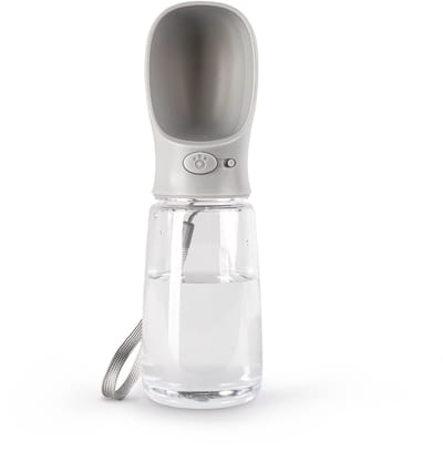 lionto honden drinkfles, licht, lekvrij & met drukknop, 500 ml grijs