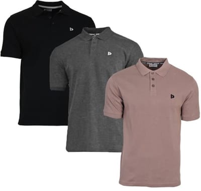 3-Pack Donnay - Polo (Noah) - Sportpolo - Heren - Black/Charcoal/Taupe Grey (765) - maat M
