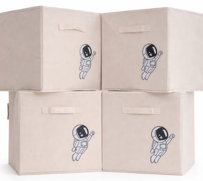Opbergmand – Opbergmanden - 4 stuks - Kallax kast opberger – Speelgoed mand - 33x33x33 CM – Kinderkamer organizer - Astronaut