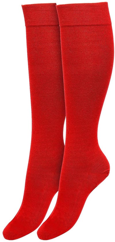 Bonnie Doon Dames Kniekousen Rood maat 35/38 - 2 paar - Knie Kousen - 2-pack - Multipack - Uitstekend draagcomfort - Cotton Knee High - Zakt niet af - Effen - OEKO-TEX - Rood - Red - OL834302.337