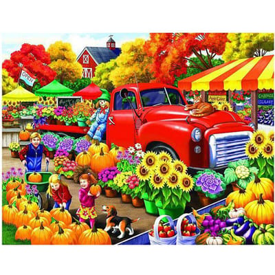 Diamantschilderij Happy Farm Cross Stitch City Volledige ronde boor Diamantborduurwerk Magisch schilderij 20X30CM yellow