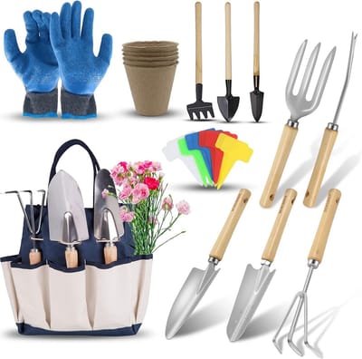 23-delige Heavy Duty Tuingereedschap Set | Inclusief Handschoenen en Hold Bag | Voor Mannen of Vrouwen