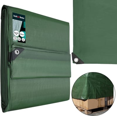 KOTARBAU® Afdekzeil - Polyethyleen - 6x10 m - Olijfgroen - 110 g/m² - Waterdicht - Zeil Afdekking - Beschermzeil voor Meubels - Afdekzeil uv-bestendig