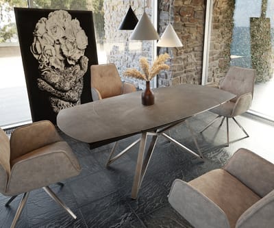 Eettafel Carlow bruin keramiek 130/200x95x76cm uitschuifbaar
