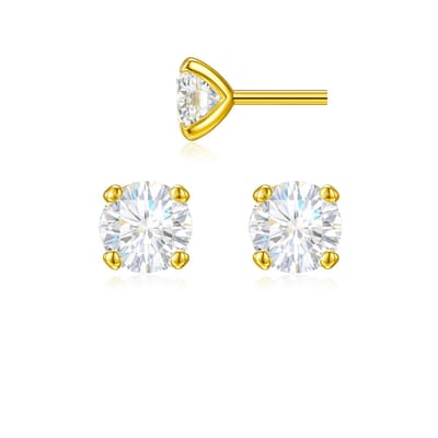Goldkleurig Earrings with Cubic Zirconia - 4mm - Amona Jewelry