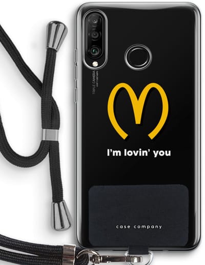 Case Company® - Hoesje met koord geschikt voor Huawei P30 Lite hoesje met Koord - I'm lovin' you - Telefoonhoesje met Zwart Koord - Bescherming aan alle Kanten en Over de Schermrand