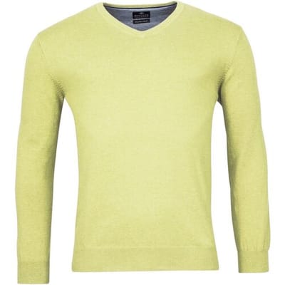 Baileys Trui V-Hals Single Knit Pima Cotton Lime Melange / male
