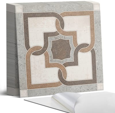 Coloray Plaktegels - Geometrisch tegelpatroon Portugese Tegels - 30 cm x 30 cm - Bruin Plaktegels - 9 stuks - Vierkant PVC Tegels - Plaktegels Keuken - Zelfklevende Vloertegels - Vinyltegels Vloer Zelfklevend - Zelfklevende Tegels