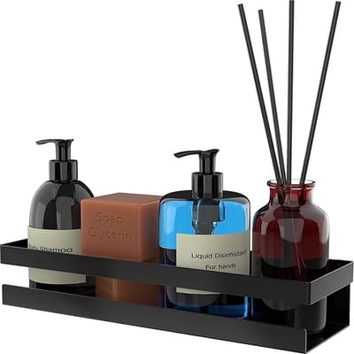 Igoods Badkamerplank - Badkamerrek - Badkamer Organizer - Badkamermeubilair - 40cm - Opslag Rek - RVS - Zwart