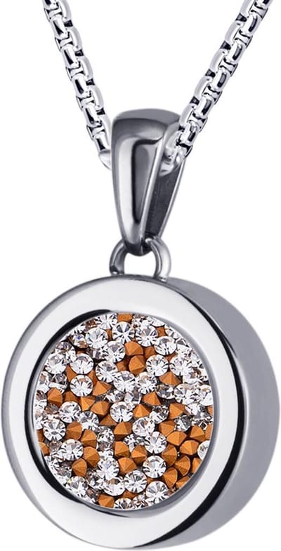 Quiges 12mm Mini Munt Hanger Zilverkleurig RVS Glans met Zirkonia Transparant Munt en met Anker Ketting 42-46cm
