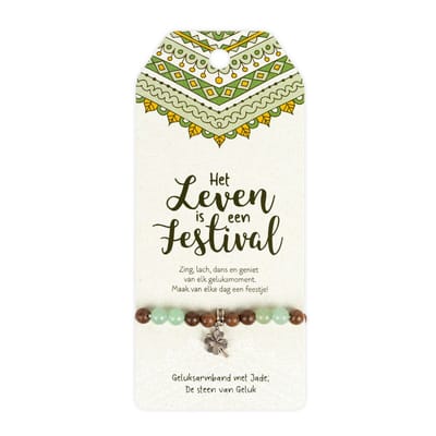 Geluksarmband met Jade | Groen | Het leven is een festival