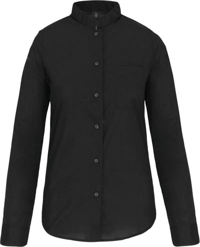 Kariban Damesblouse met Mao kraag lange mouwen K514 - Black - L