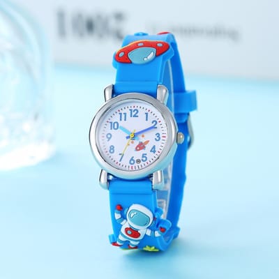 Nieuwe Student Kinderen Cartoon Astronaut UFO Astronaut Quartz Horloge blue