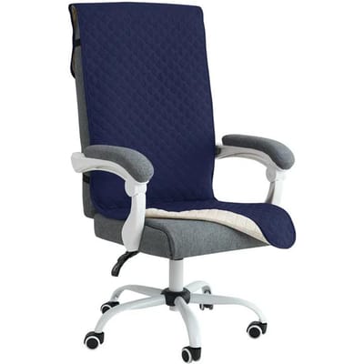 1 stuks Verdikte Quilt Bureaustoelhoes Waterafstotend Stoelkussen Antislip Stoelhoezen Computerstoel Slipcover voor Thuis 1pc blue