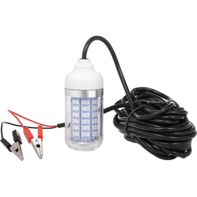 Lumière d'attraction pour la pêche sous-marine 12V 15W Lampe LED Système de localisation de poissons Lumière avec Cordon d'alimentation de 30 pieds et Pince de batterie vert