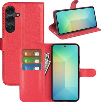 MobyDefend Hoesje - Geschikt voor Samsung Galaxy S25 - Kunstleren Wallet Book Case (Sluiting Voorkant) - Rood