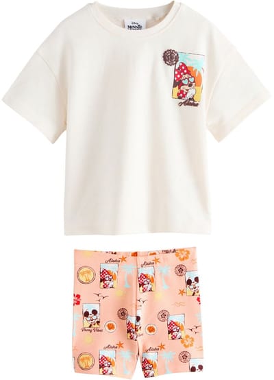 Next - Meisjes - Minnie Mouse Fietsbroekenset - Crème