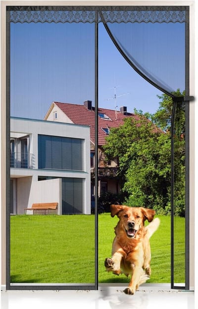 SnelShoppen - Fiberglass Magnetische Vliegenraam Deur 110 x 210 cm Insectenbescherming voor Balkon, Kelder en Patio - Krasbestendig, Sterke Magneten,