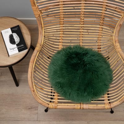 WOOOL Schapenvacht Chairpad - Australisch Groen (38cm) ROND - Stoelkussen - 100% Echt - Eenzijdig