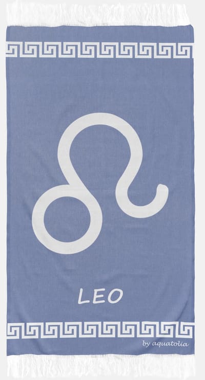 uit Turkije By Aquatolia Hamamdoek Leo Zodiac - 100% Zacht Katoen - Strandlaken - Handdoek - Donkerblauw - 100cm x 180cm - Originele hamamdoek uit Turkije