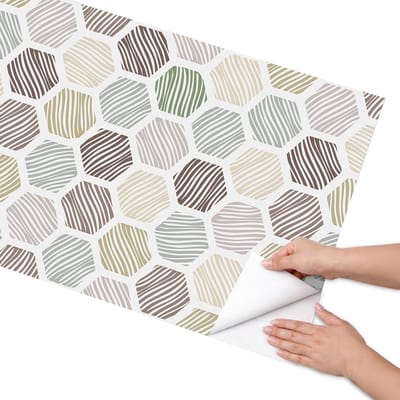 Coloray Meubel Wrap Folie - Bruin Meubelfolie - 65x130 cm - Decoratiefolie Zeshoekig mozaïek - Meubel Wrap Folie - Minimalist Meubelfolie - Plakfolie Meubels - Keuken decoratie - Achtergronden en patronen