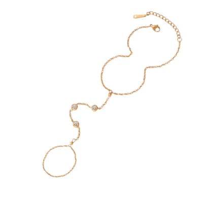 Hand Chain Armband - Ella Gold | 18 + 3 cm | Stainless Steel | Fashion Favorite