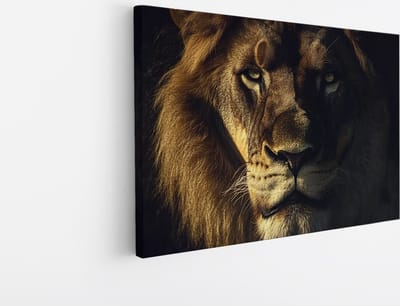 Saammp Canvas Schilderij - Leeuwen portret - Kunst - Dieren - Natuur - 45x30 - Foto op canvas - Wanddecoratie - Muurdecoratie Woonkamer - Slaapkamer decoratie - Canvas Print