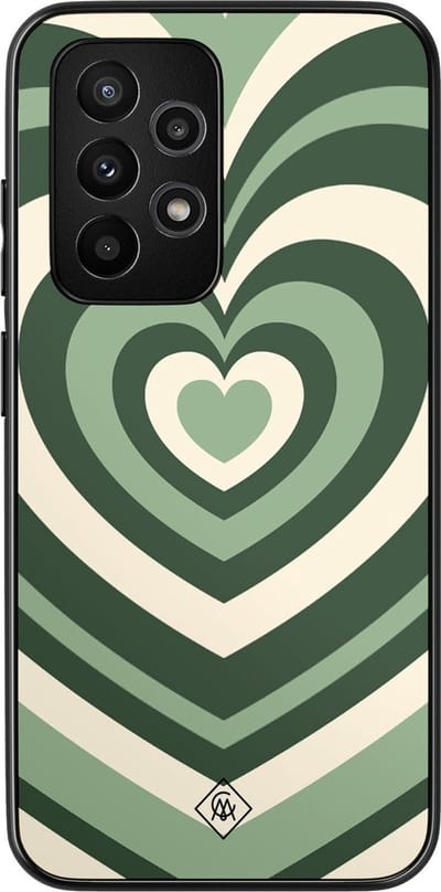 Casimoda® hoesje - Geschikt voor Samsung Galaxy A53 - Hart Swirl Groen - Zwart TPU Backcover - Geometrisch patroon - Groen