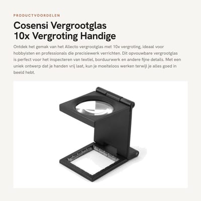 Dailygoods - Vergrootglas - 10x Vergroting - Handige Opvouwbare Draadteller - Zwart - Draagbaar Vergrootglas voor Textiel - Geschikt voor Hobbymakers...