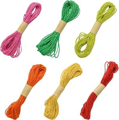 24 Bundels Kleurrijk Jute Touw String voor Ambachten - 10m/bundel