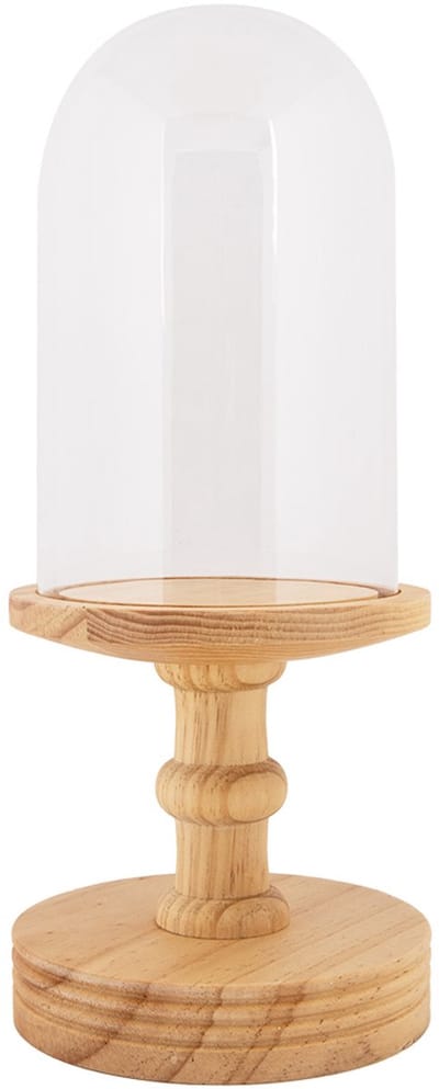 Clayre & Eef Glazen Stolp Ø 14x34 cm Bruin Hout