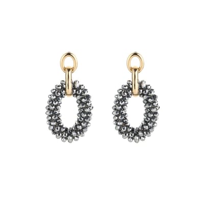 Oorbellen - Ovale Hanger - Facet Kralen - Sparkling - Luxe - Zilverkleurig
