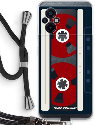 Case Company® - Hoesje met koord geschikt voor Xiaomi Poco M5 hoesje met Koord - Here's your tape - Telefoonhoesje met Zwart Koord - Bescherming aan alle Kanten en Over de Schermrand