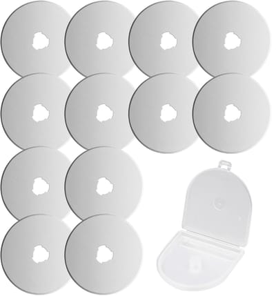 Dailygoods- Reservemessen 12 Stuks - Ronde Messen 28 mm - Roestvrij Staal - Opbergdoos - Keukenmessen - Vleesmessen - Snijmessen