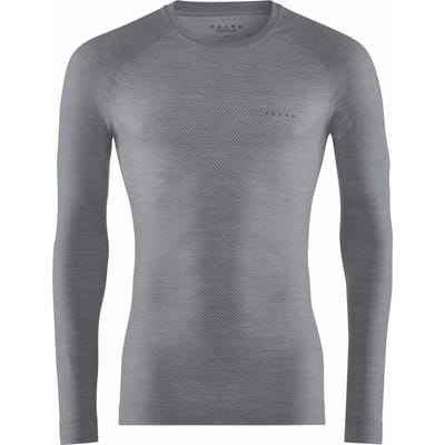 FALKE Wool-Tech Light Round Neck sneldrogend wol functioneel functioneel shirt met lange mouwen heren grijs - maat M
