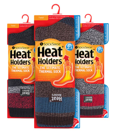 Heat Holders3 paar thermo herensokken voor de winter - Zwart Grijs
