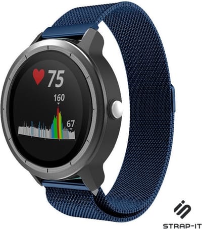 Strap-it Luxe Milanese bandje - geschikt voor Garmin Vivoactive 3 / Vivoactive 5 / Venu / Venu SQ / Vivomove HR / Forerunner 245 / 570 - 42mm / 645 - blauw
