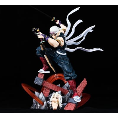 27cm Demon Slayer Uzui Tengen Actiemodel Dubbelhoofd Beeldje Strijd GK Standbeeld Anime Model Bureau Decoratie Voor Verzamelaars white