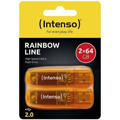 Intenso 64GB Rainbow Line double pack USB-stick Retail 64 GB Oranje 3502492 USB-A