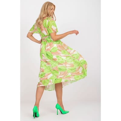 Tropical Fringe Wrap Dress - Light Green / One Size