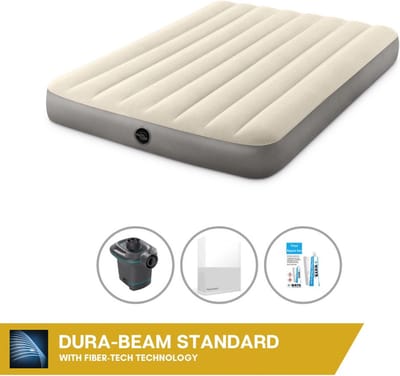 Intex Luchtbed - Twijfelaar - 137 x 191 x 25 cm - Beige - Inclusief Pomp - Hoeslaken en Reparatieset