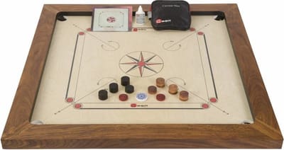 Grootmeester Carrom set - 16 kg - Hardhout - Professioneel - Designed in UK - Prachtig afgewerkt - Kwaliteit & Klasse - ECO Made in India + Draagtas