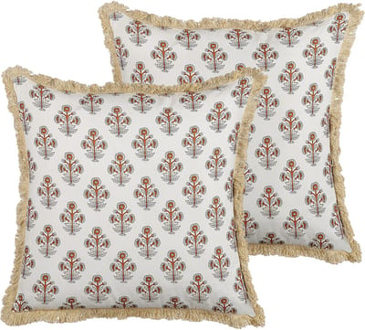 OMORIKA - Sierkussen set van 2 - Lichtbeige - 45 x 45 cm - Katoen