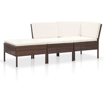 vidaXL - 8-delige - Loungeset - met - kussens - poly - rattan - bruin